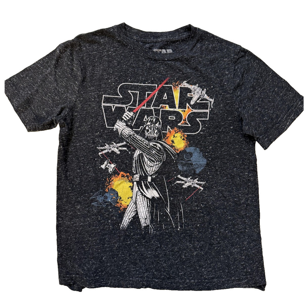 Star‎ Wars T Shirt Boys Black Darth Vader Lightsaber Sci Fi